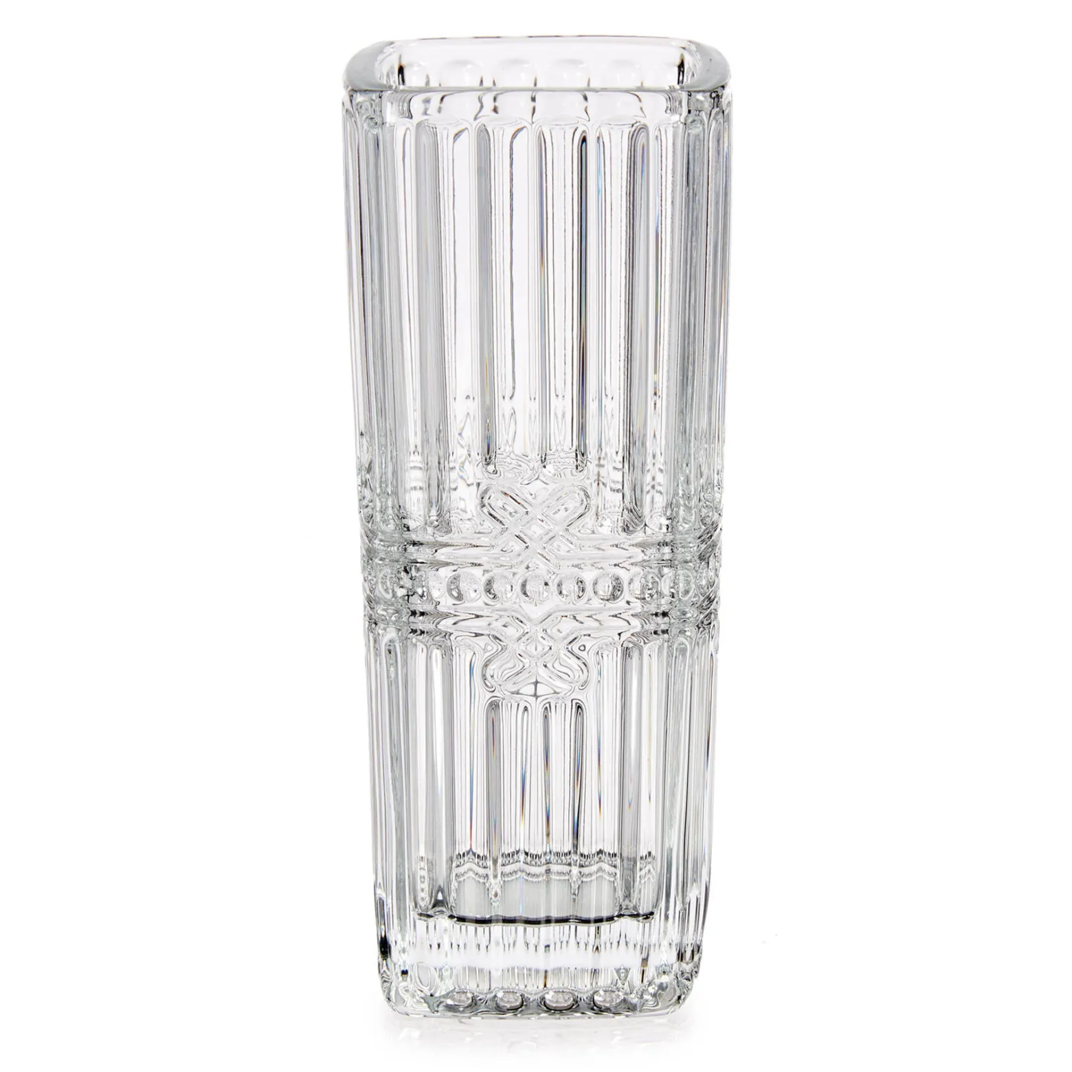 Kwadratowy wazon z kryształowym wzorem, 15 cm