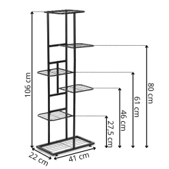 Kwietnik metalowy, pionowy z 6 półkami loftowy stojak na rośliny 106 cm