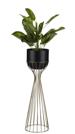 Kwietnik nowoczesny 68 cm złoto czarny GLAMOUR