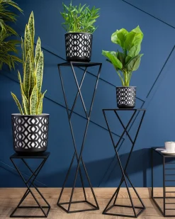 Kwietnik nowoczesny LOFT czarny 70 cm metalowy