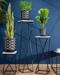 Kwietnik stojak na kwiaty 100 cm LOFT czarno biały