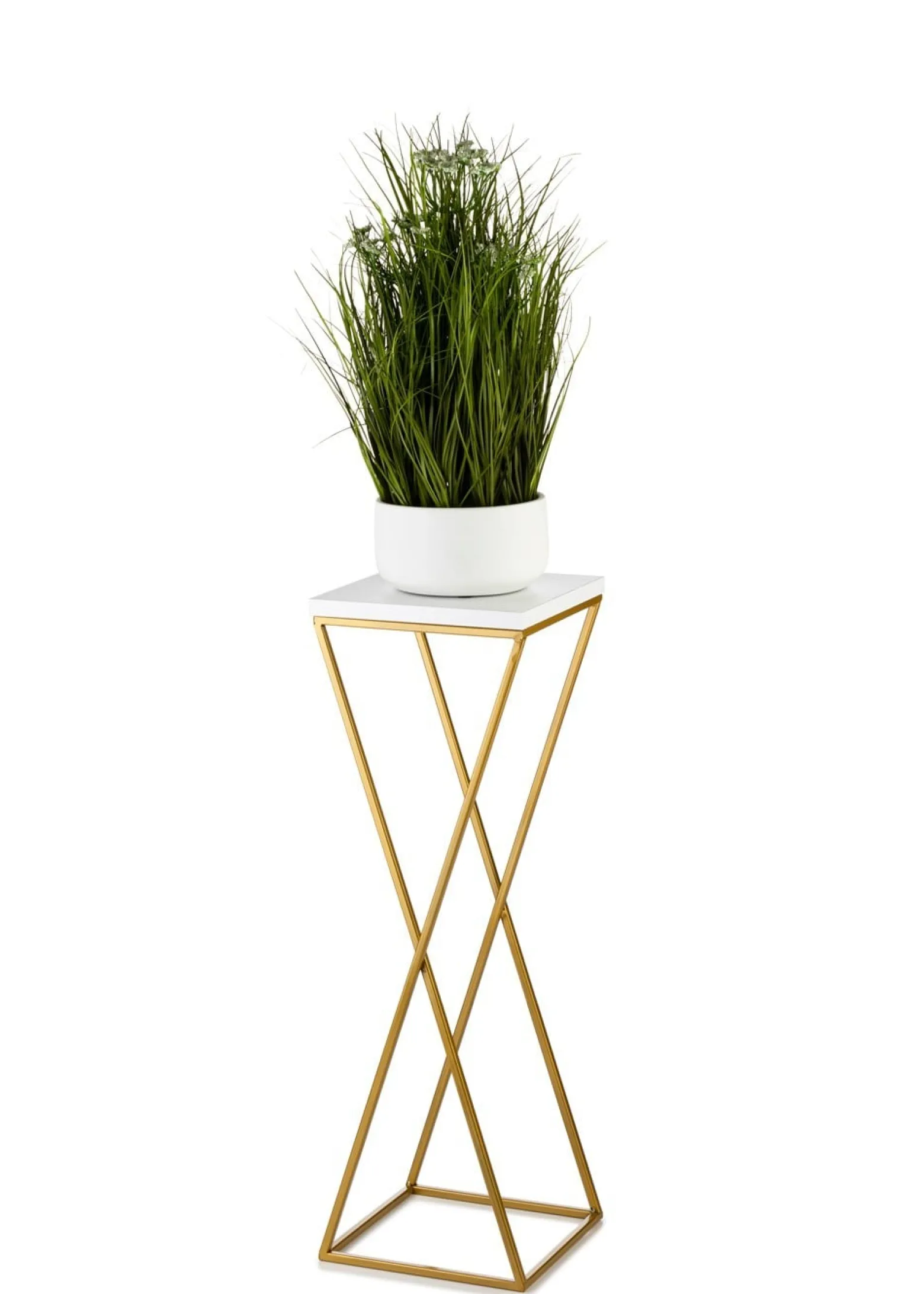 Kwietnik stojący 70 cm blat biały metalowy GLAMOUR