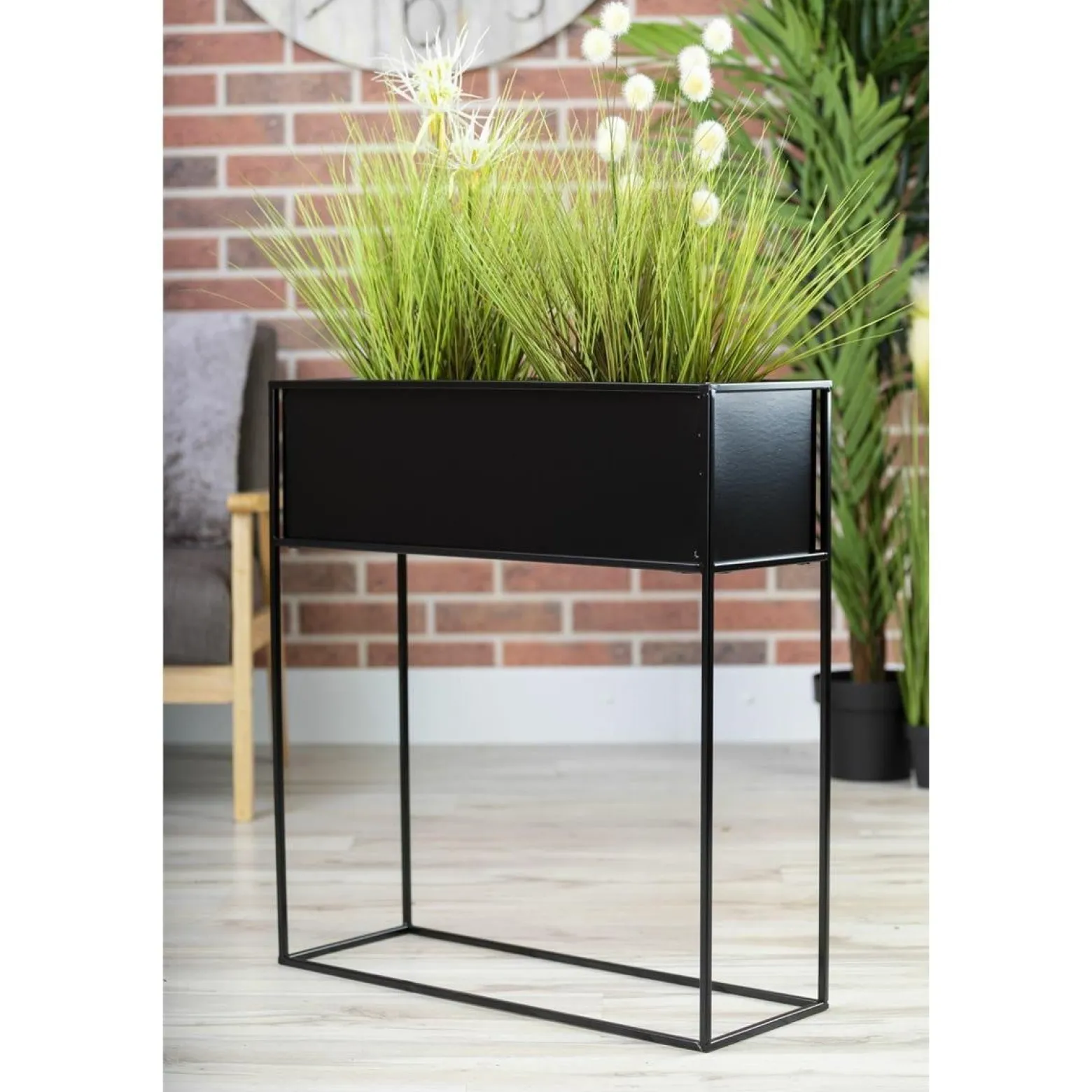 Kwietnik stojący skrzynia czarna 70 cm LOFT