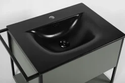 Lakierowana Szafka pod Umywalkę LOV 60 cm Zielona Wisząca Szuflada Wieszak