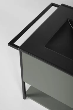 Lakierowana Szafka pod Umywalkę LOV 60 cm Zielona Wisząca Szuflada Wieszak