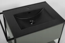 Lakierowana Szafka pod Umywalkę LOV 60 cm Zielona Wisząca Szuflada Wieszak