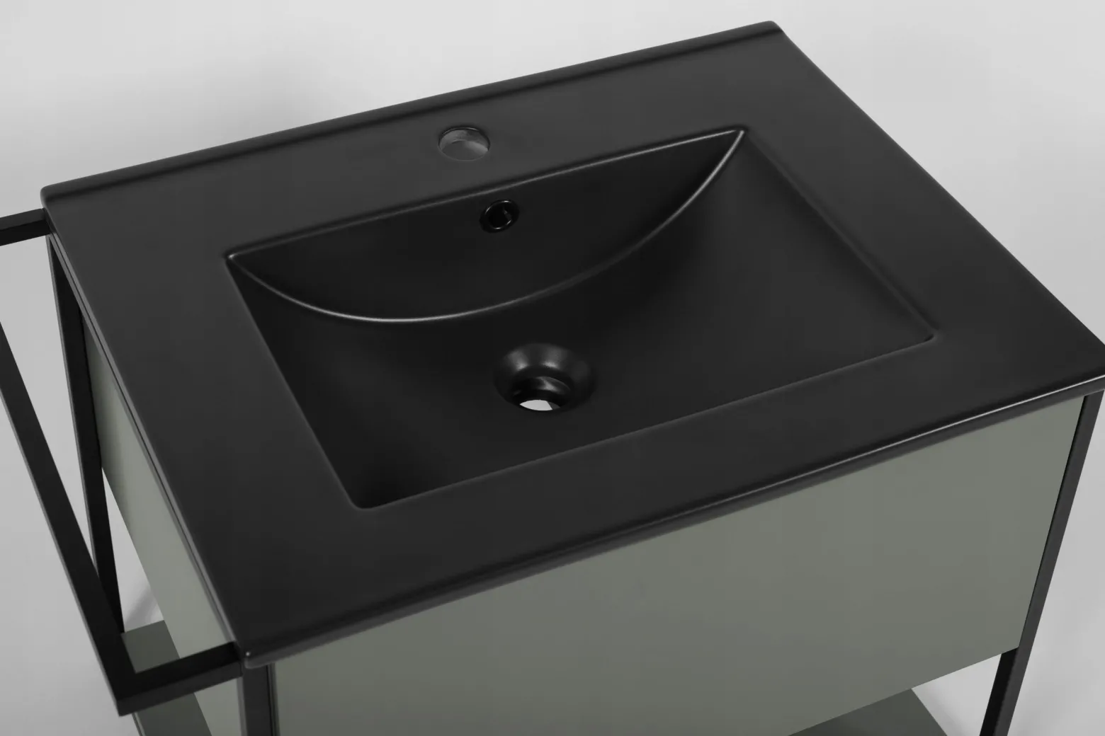 Lakierowana Szafka pod Umywalkę LOV 60 cm Zielona Wisząca Szuflada Wieszak