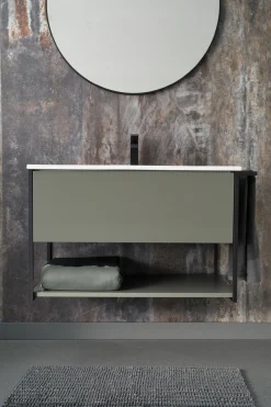 Lakierowana Szafka pod Umywalkę LOV 60 cm Zielona Wisząca Szuflada Wieszak