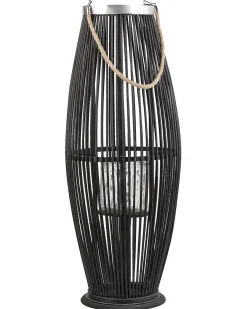Lampion dekoracyjny bambusowy 72 cm czarny
