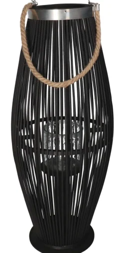 Lampion Bambusowy Rattanowy Latarnia 50 Cm Czarny