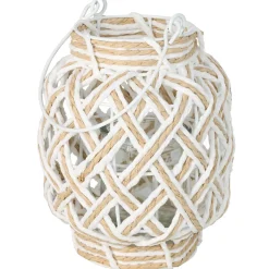 Lampion Boho z Szkłem na Świece - Naturalny Styl