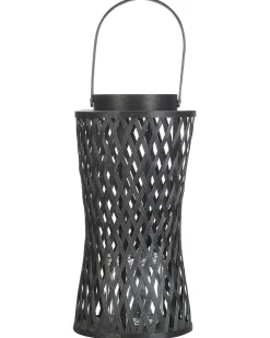 Lampion świecznik bambusowy czarny 38 cm