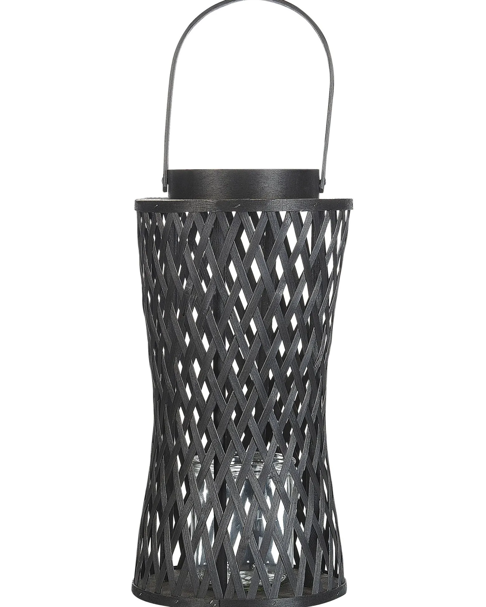 Lampion świecznik bambusowy czarny 38 cm