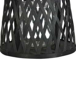 Lampion świecznik bambusowy czarny 38 cm