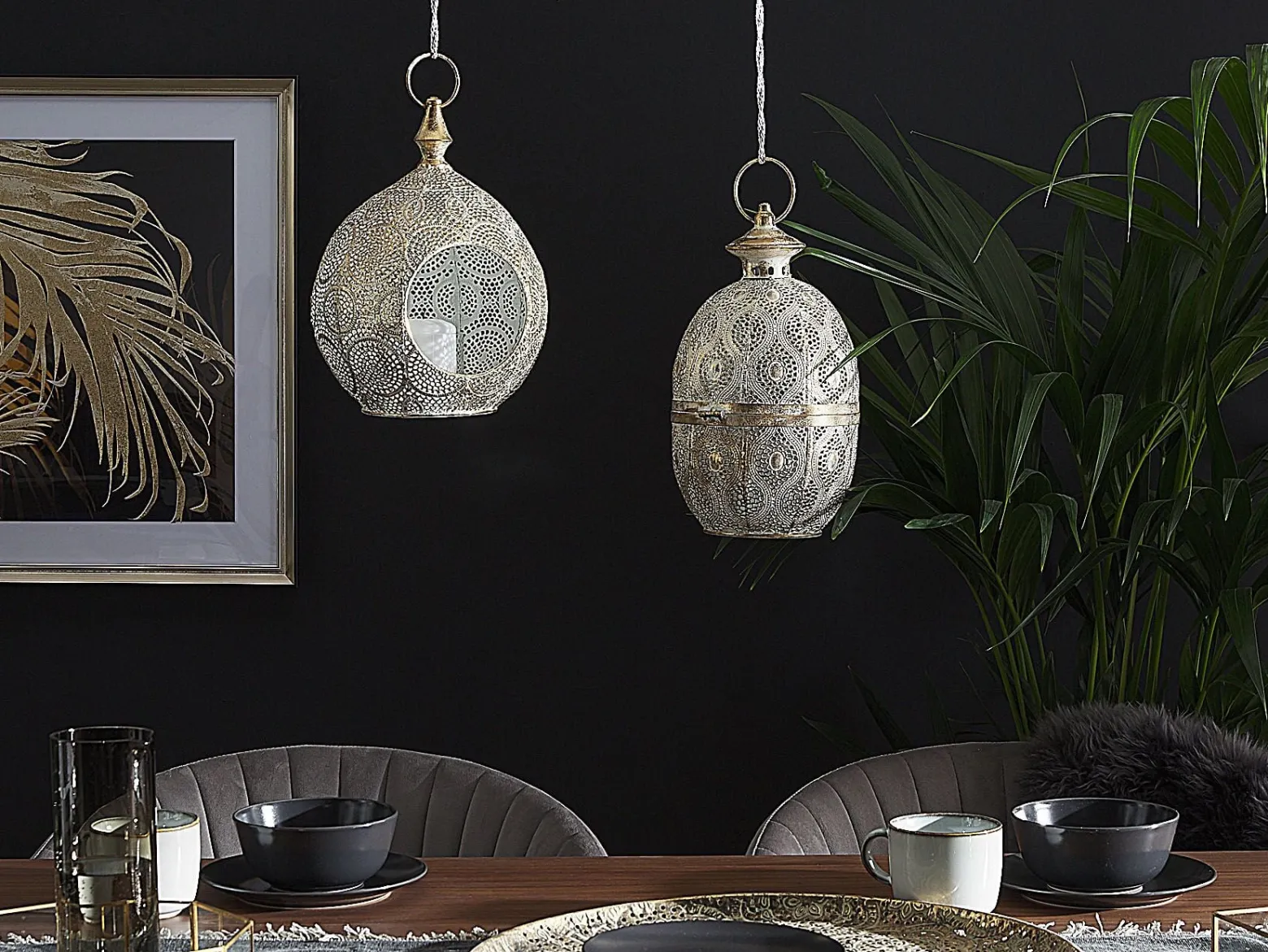 Lampion świecznik metal orient 33 cm złoty
