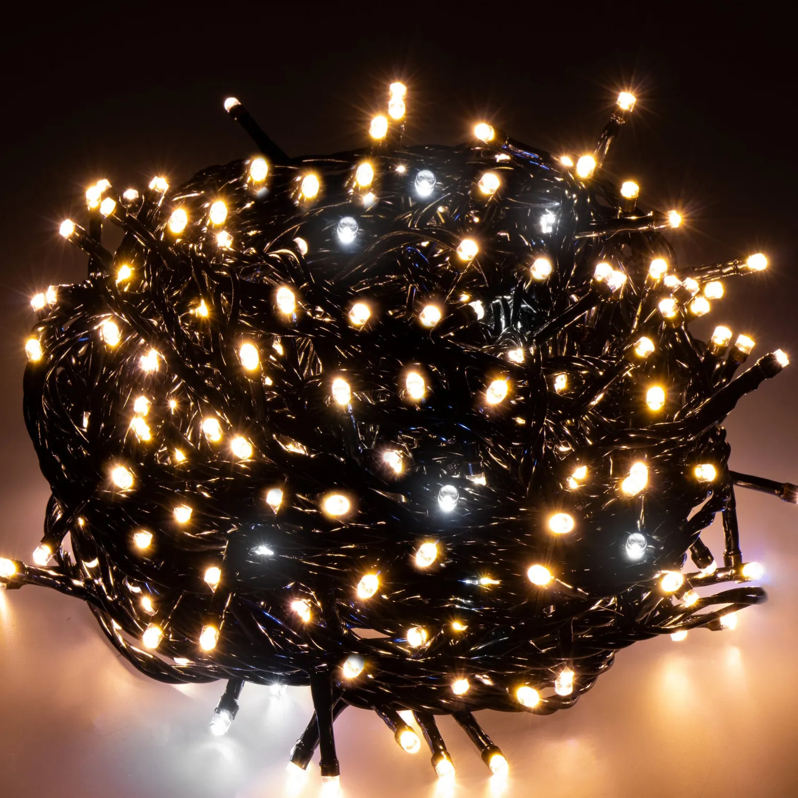 Lampki choinkowe 300 led biały ciepły, flash biały zimny 25,5 m