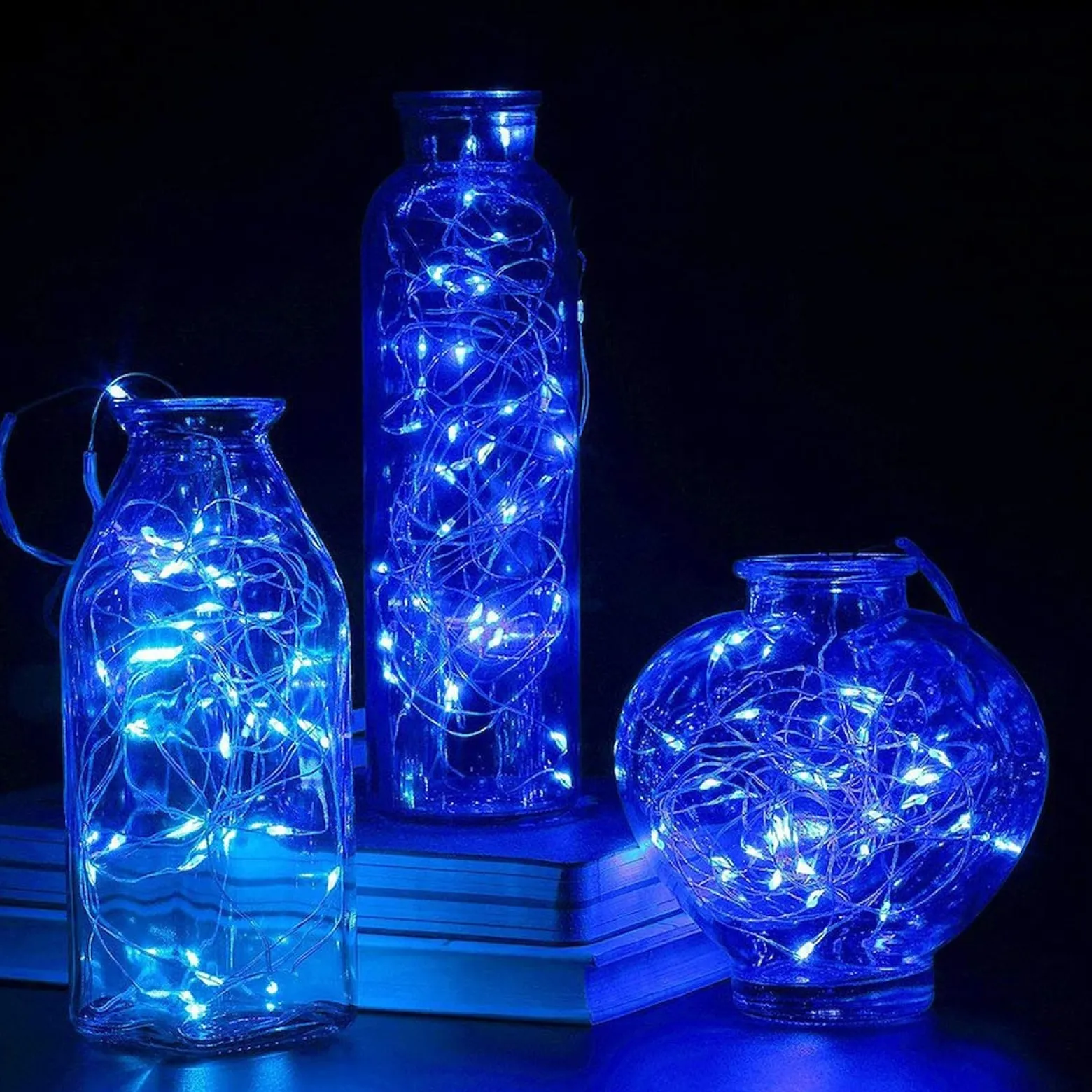 Lampki choinkowe 100 LED druciki mikro na prąd niebieskie