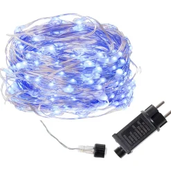 Lampki choinkowe 100 LED druciki mikro na prąd niebieskie