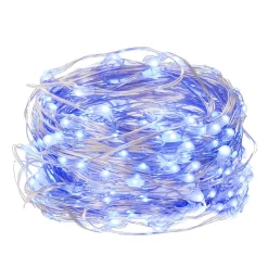 Lampki choinkowe 100 LED druciki mikro na prąd niebieskie
