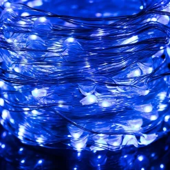 Lampki choinkowe 100 LED druciki mikro na prąd niebieskie
