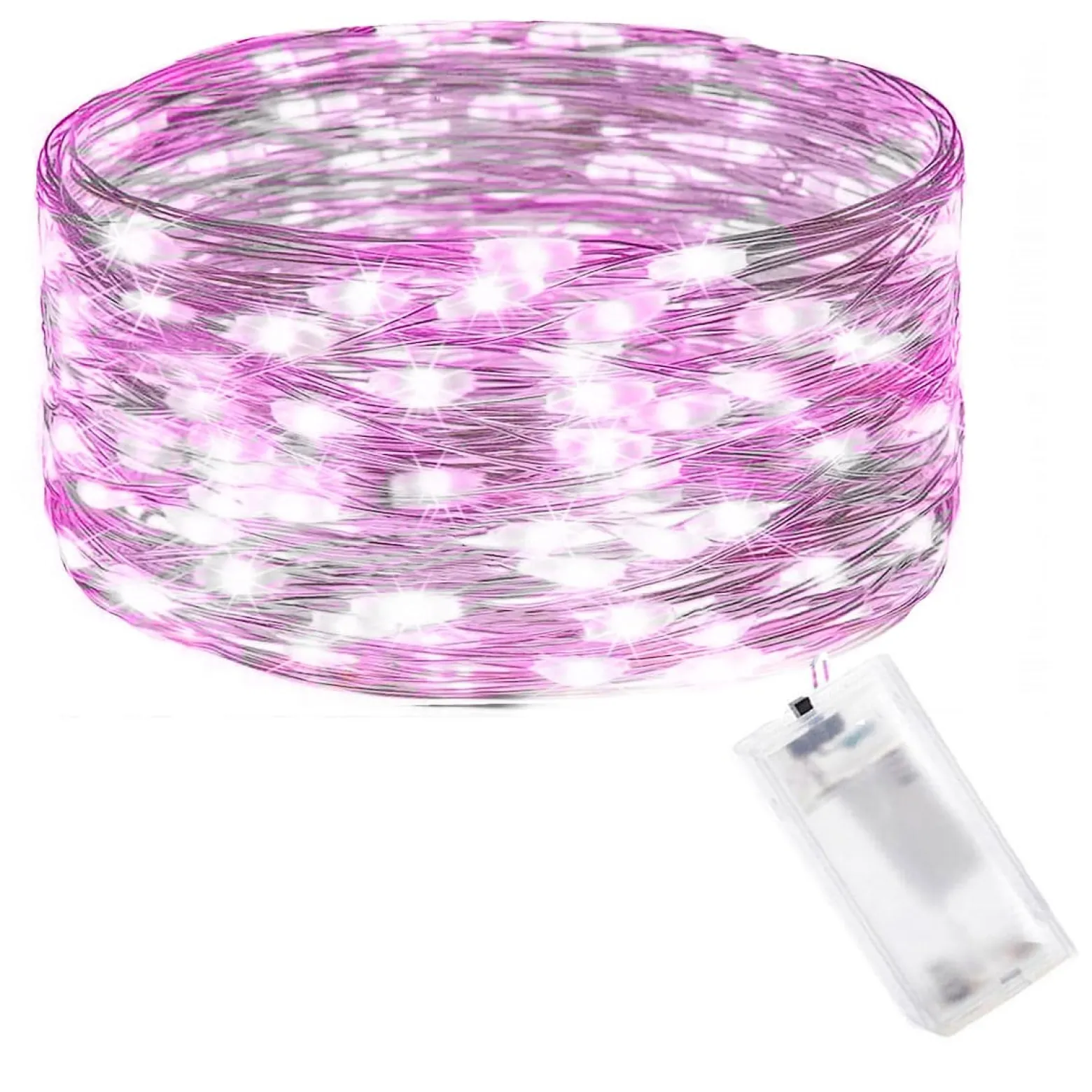 Lampki choinkowe 20LED druciki mikro na baterie białe różowe