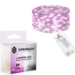 Lampki choinkowe 20LED druciki mikro na baterie białe różowe