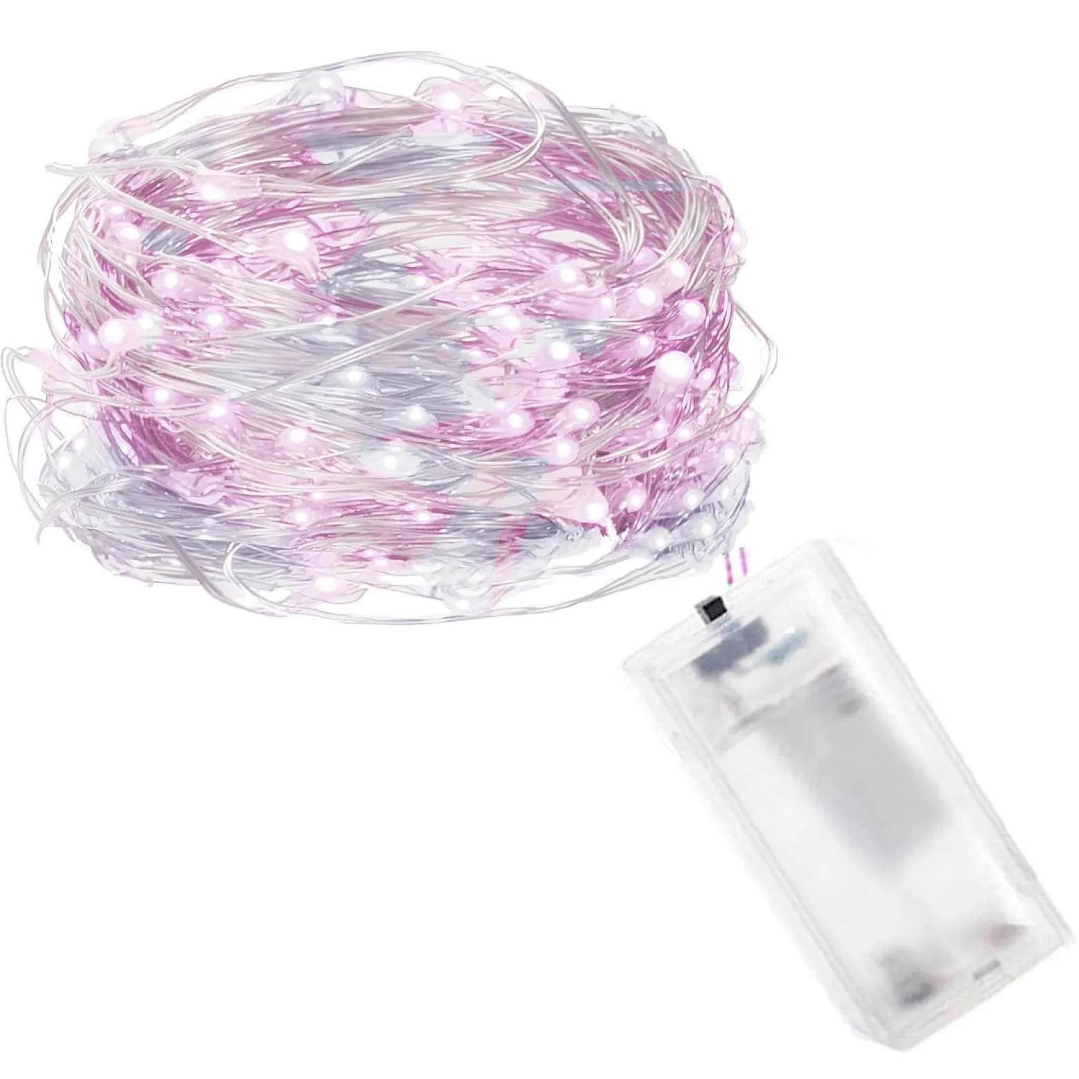 Lampki choinkowe 20LED druciki mikro na baterie białe różowe