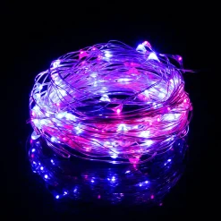 Lampki choinkowe 20 LED druciki na baterie różowe niebieskie