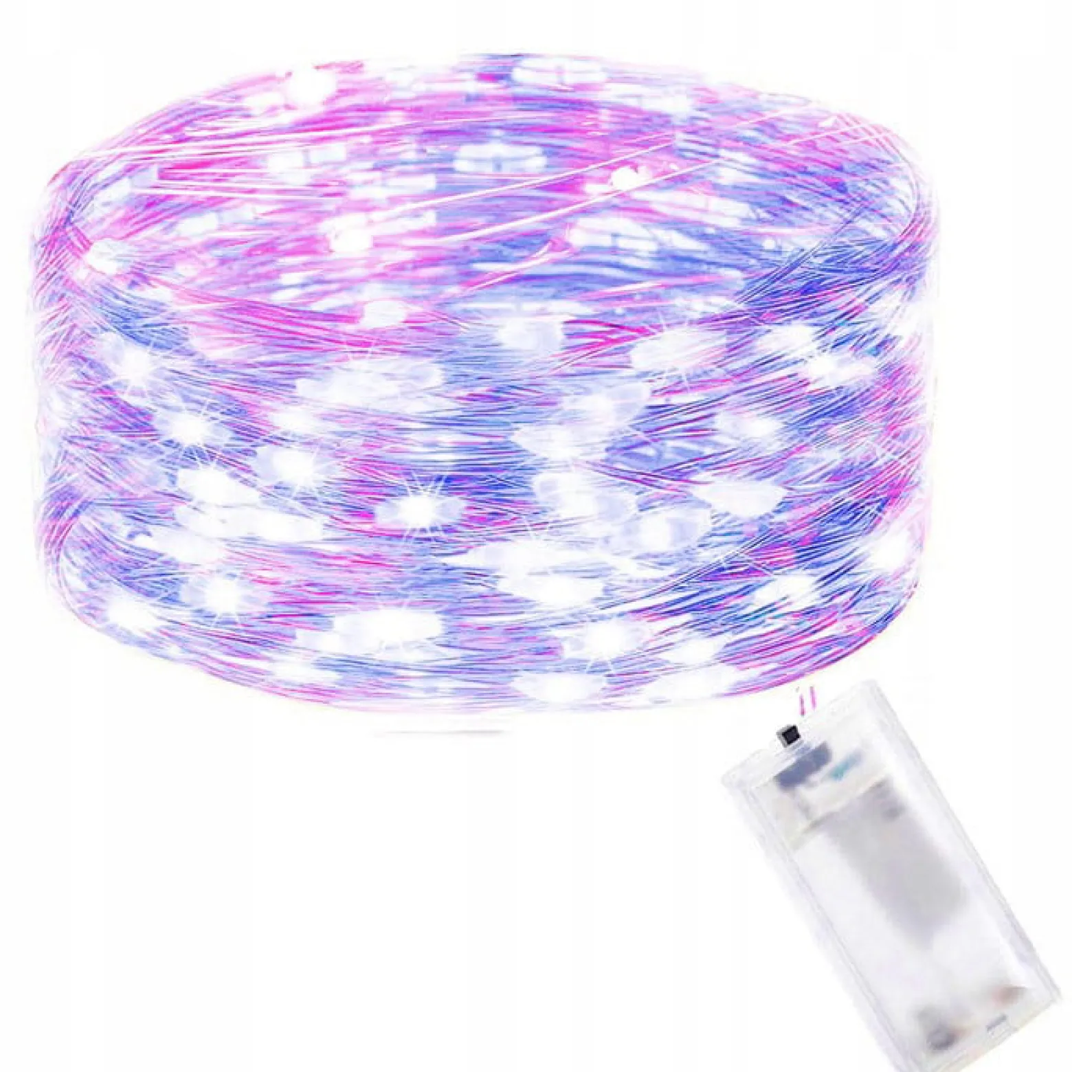 Lampki choinkowe 20 LED druciki na baterie różowe niebieskie