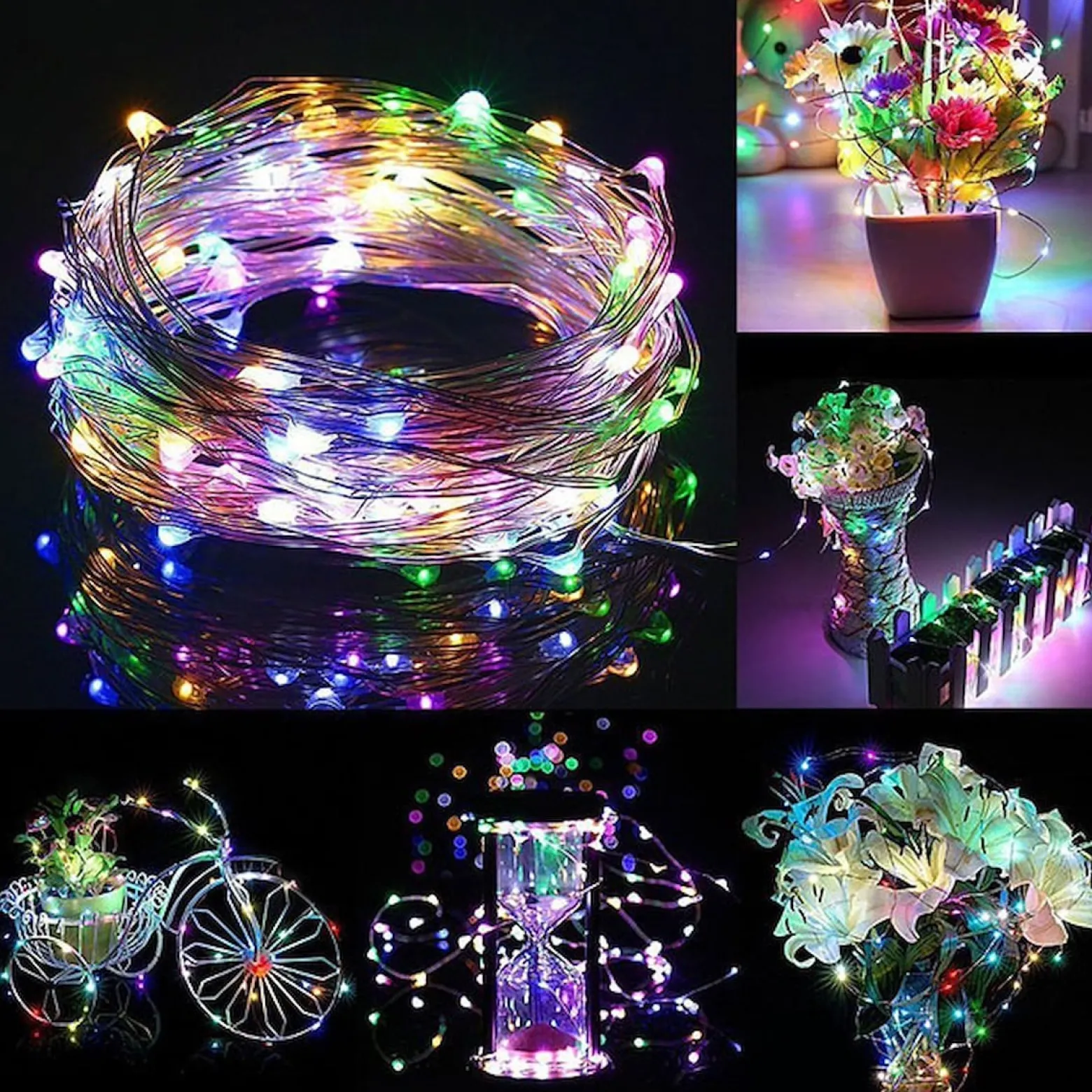 Lampki choinkowe 20 LED druciki mikro na baterie kolorowe