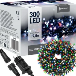 Lampki choinkowe 300 LED 15 m multikolor + flash zewnętrzne