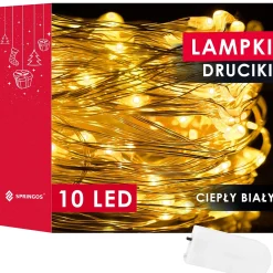 Lampki choinkowe 10 Led na baterie ciepły biały