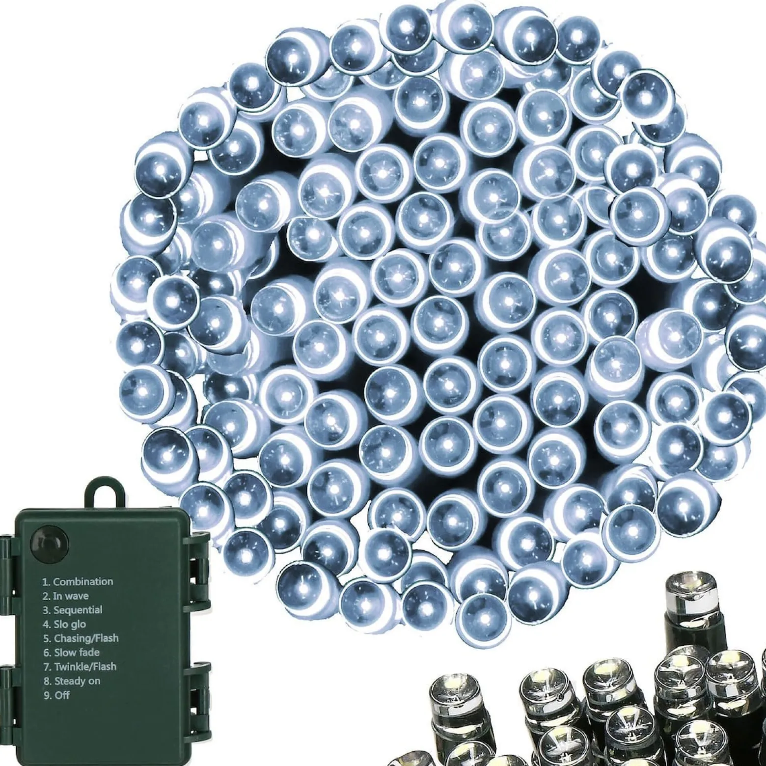 Lampki choinkowe 50 Led na baterie zimny biały programator