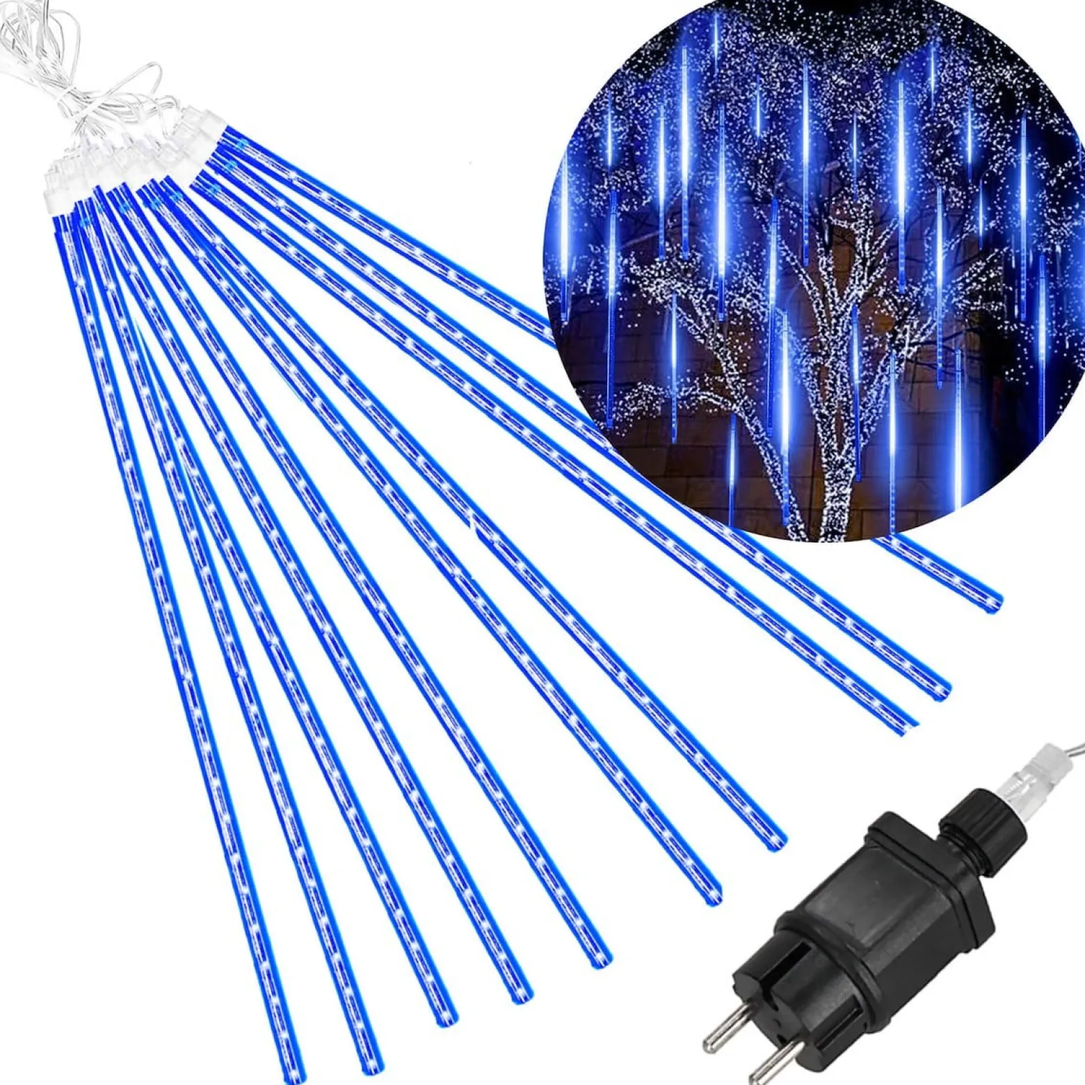 Lampki choinkowe 480 Led sople, meteory zew. niebieskie