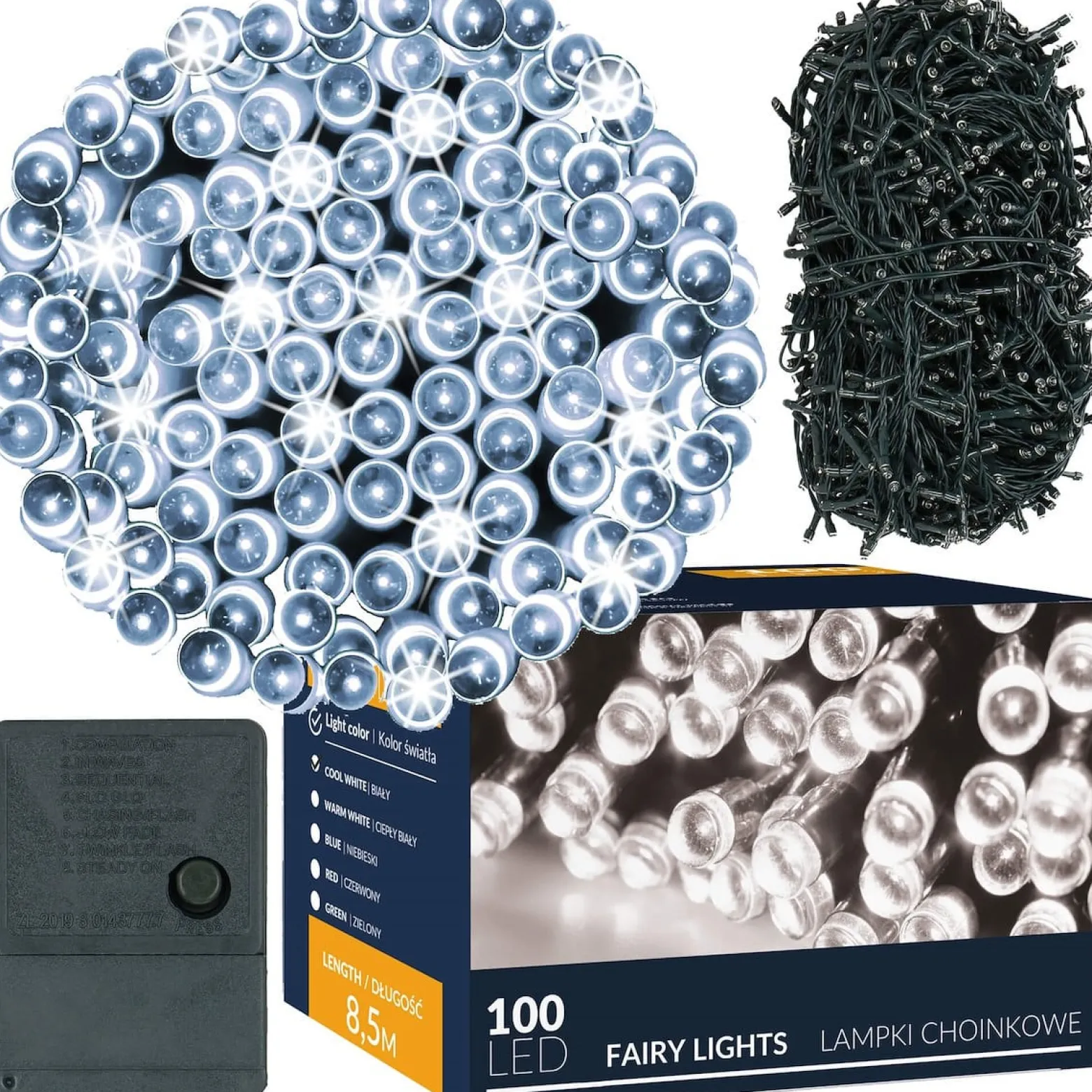 Lampki świąteczne 100 led biały zimny 8,5 m oświetlenie IP20