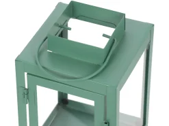 Latarenka metalowa ze szkłem 16 cm zielona