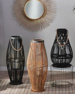 Latarnia TAHITI Drewno bambusowe 72 cm Naturalny