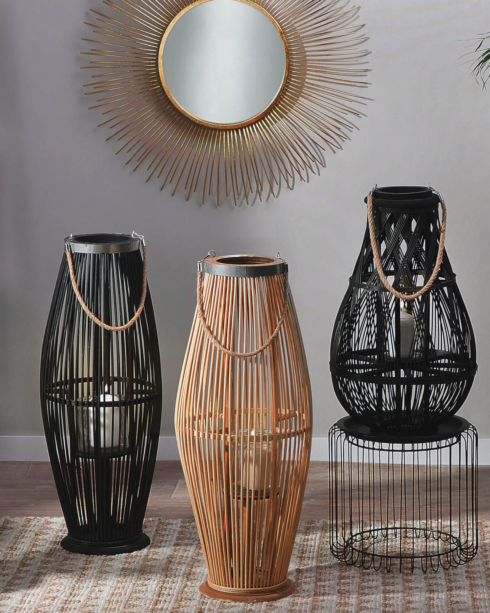 Latarnia TAHITI Drewno bambusowe 72 cm Naturalny