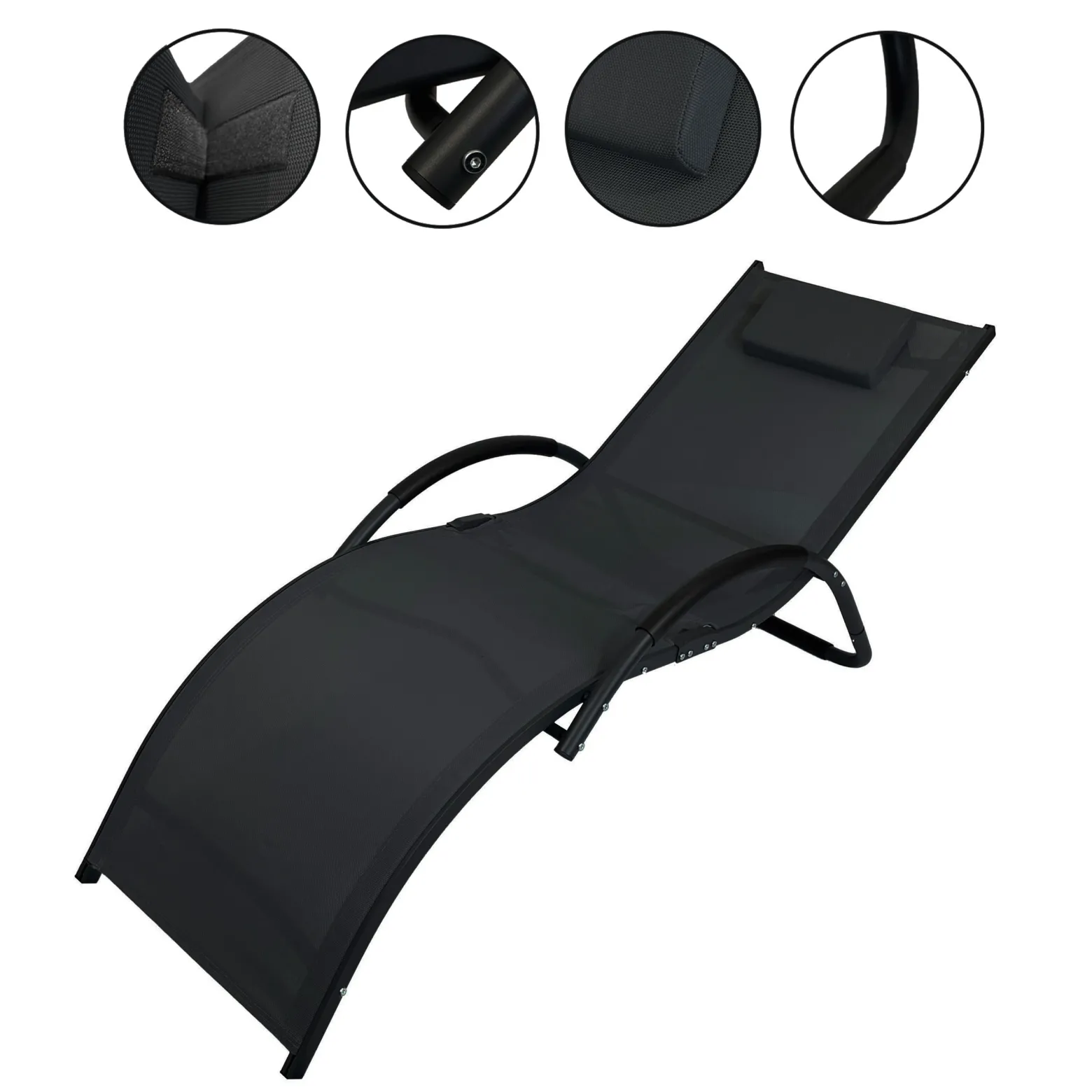 Leżak aluminiowy ogrodowy nowoczesny fotel leżanka zero gravity Swing szary