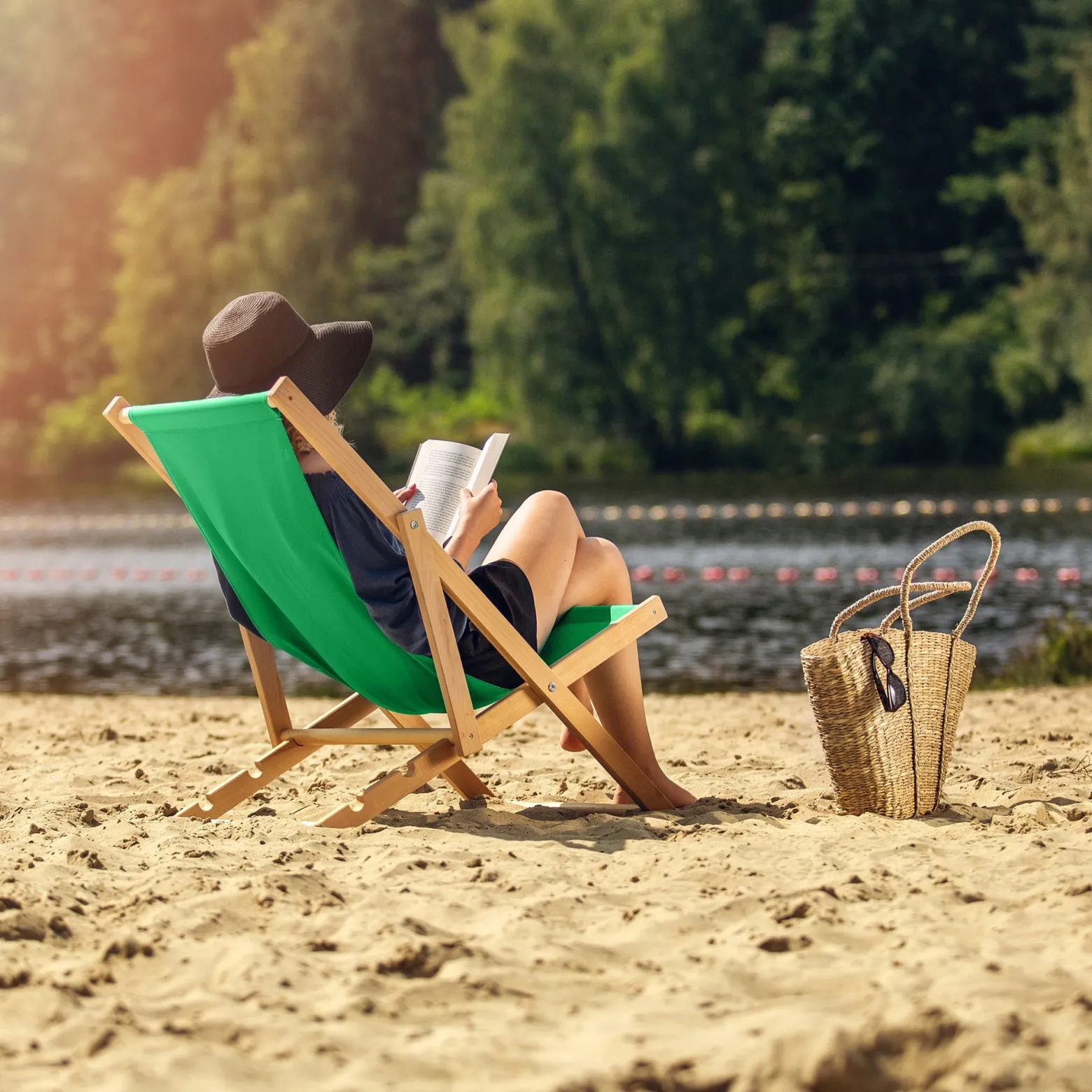 Leżak Drewniany Składany Plażowy Fotel Ogrodowy
