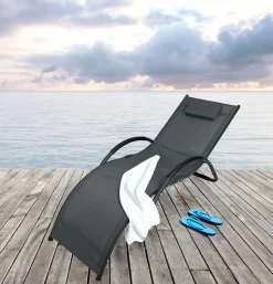 Leżak aluminiowy ogrodowy nowoczesny fotel leżanka zero gravity Swing szary