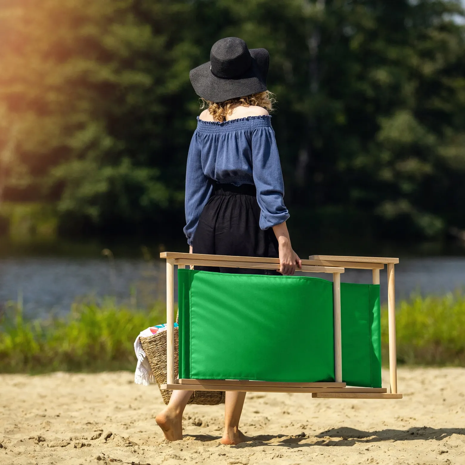 Leżak Drewniany Składany Plażowy Fotel Ogrodowy