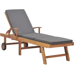 Leżak Szary Drewno tekowe vidaXL