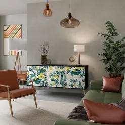 LEMON TREE Komoda 3 drzwi Czarna-Bukowa skośna