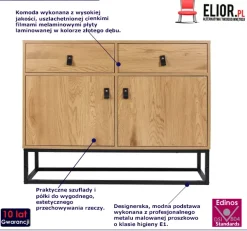 Loftowa komoda Kaffo na metalowych nóżkach - dąb złoty