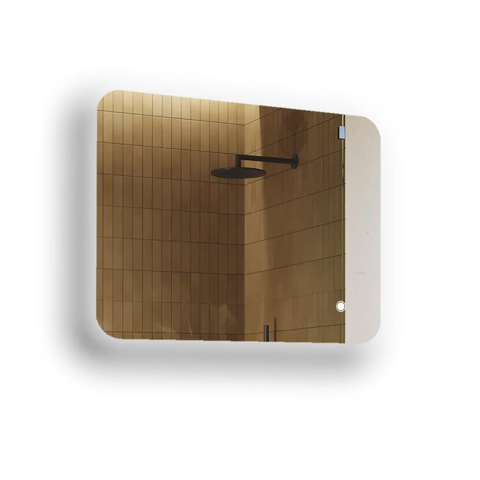 Lustro łazienkowe LED 80x60cm - zaokrąglone - LED Dual, włącznik