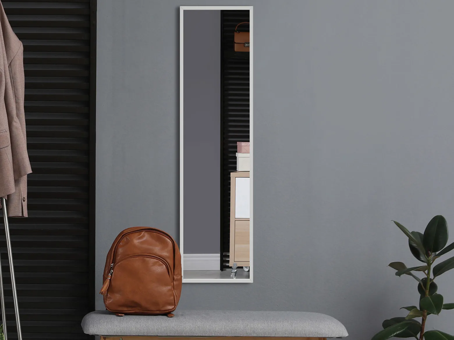 Lustro ścienne Floryda 32x122 cm białe