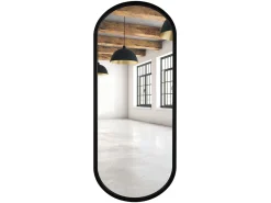 Lustro ścienne 45x145 cm owalne czarne mat