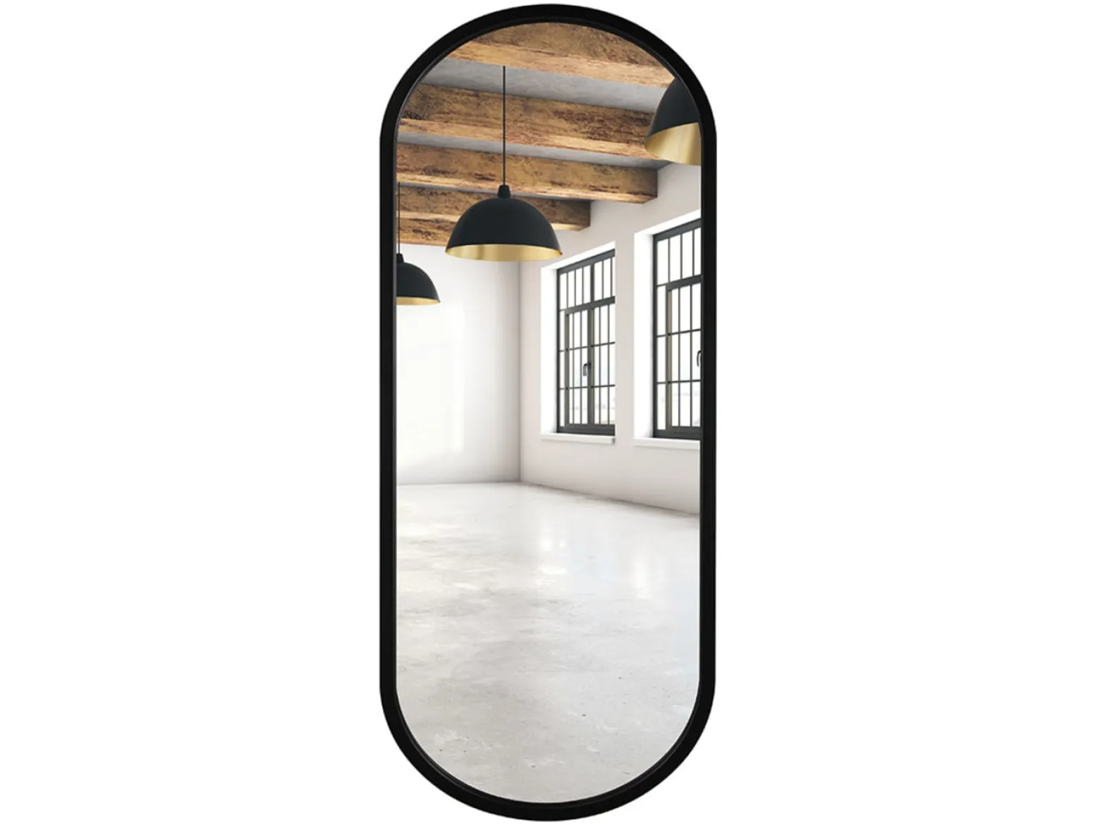 Lustro ścienne 45x145 cm owalne czarne mat