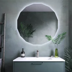 Lustro Okrągłe Asymetryczne Eleganckie LED z Zimnym Światłem 50x50